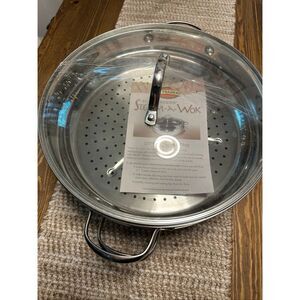 H.T. Traders Steam-A-Wok Stainless Steel Wok Steamer Lid & NWOB